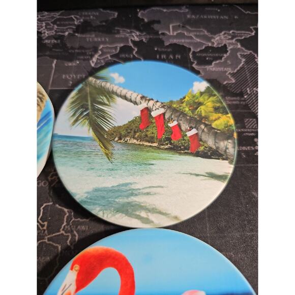 Christmas Absorbent Coasters Box Set of 4 Tropical Coasters - Picture 3 of 5